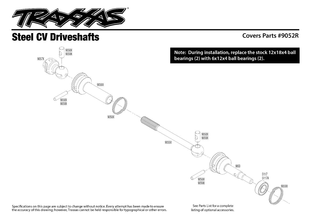Steel CV Driveshafts (9052R) Exploded View